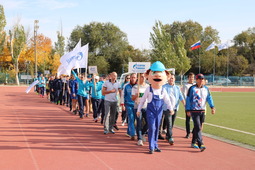 Парад участников Спартакиады сотрудников компаний Группы Газпром, расположенных на территории Астраханской области