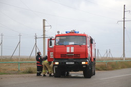 Первым к месту условного пожара прибыл дежурный караул службы пожаротушения ОВПО